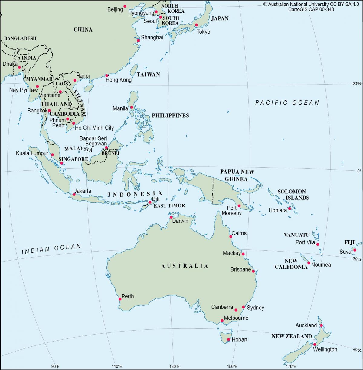 موقع أستراليا على خريطة أوقيانوسيا