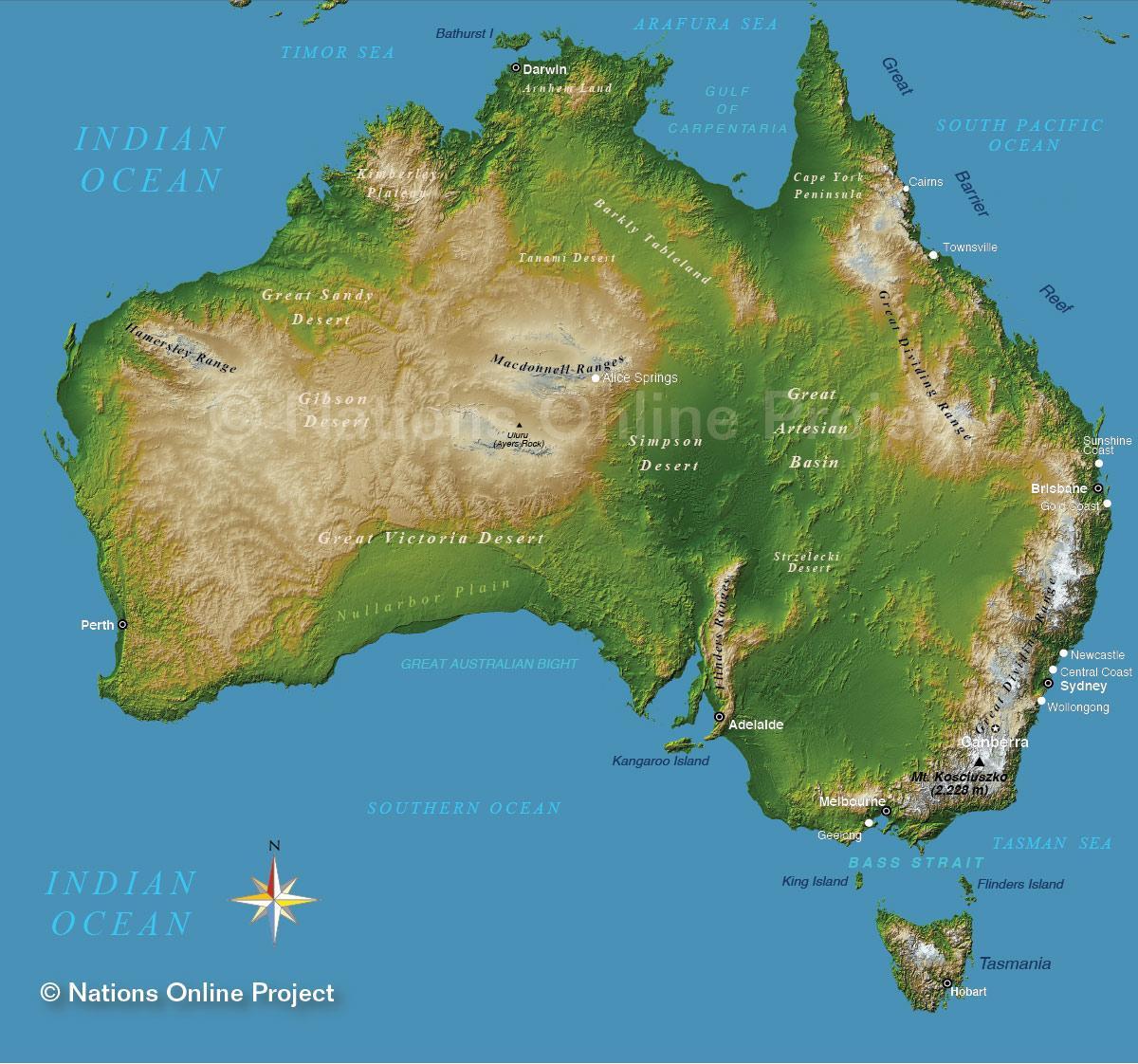 خريطة جبال في أستراليا