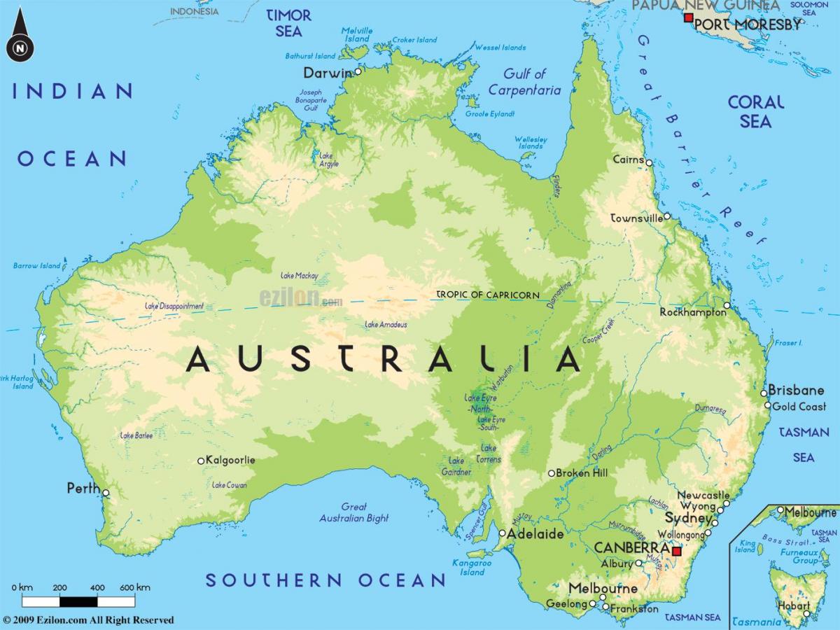 خريطة أستراليا شكل الأرض