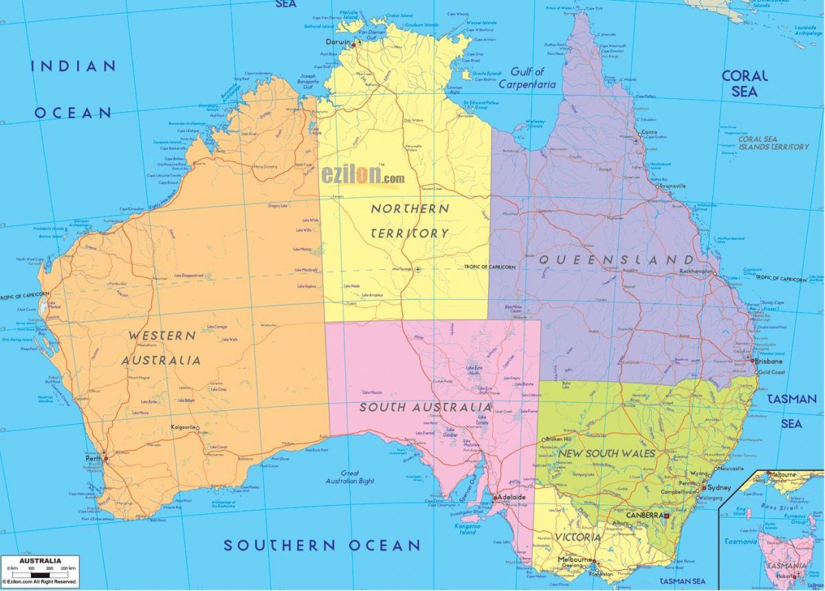 خريطة أستراليا الإدارية