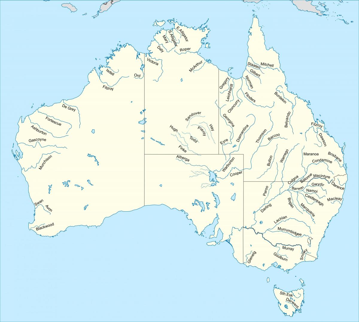 خريطة الأنهار في أستراليا